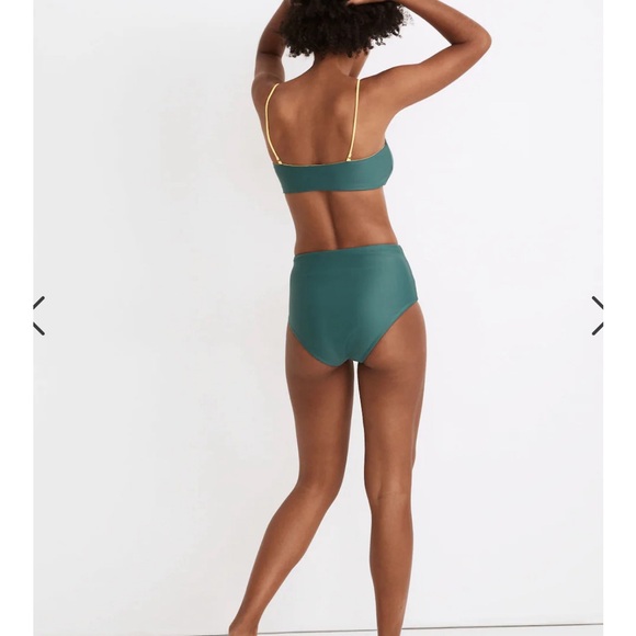 NWOT Madewell second wave Green/Yellow two piece swimsuit XS reversible - Picture 3 of 7
